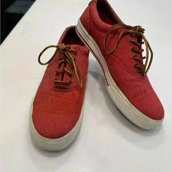 Polo Ralph Lauren Other - Polo Ralph Lauren burlap and suede sneakers washed red men’s size 9